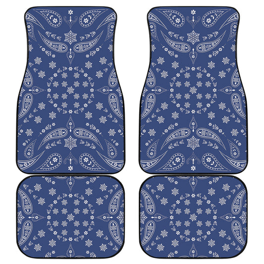 Blue Paisley Bandana Print Front and Back Car Floor Mats