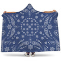 Blue Paisley Bandana Print Hooded Blanket