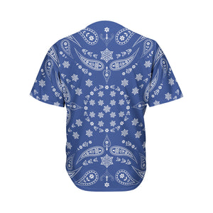 Blue Paisley Bandana Print Men's Baseball Jersey