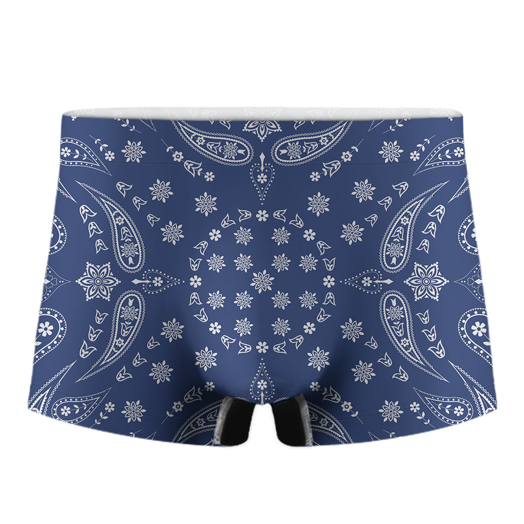 Blue Paisley Bandana Print Men's Boxer Briefs