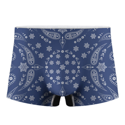 Blue Paisley Bandana Print Men's Boxer Briefs