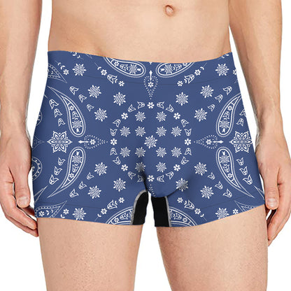 Blue Paisley Bandana Print Men's Boxer Briefs