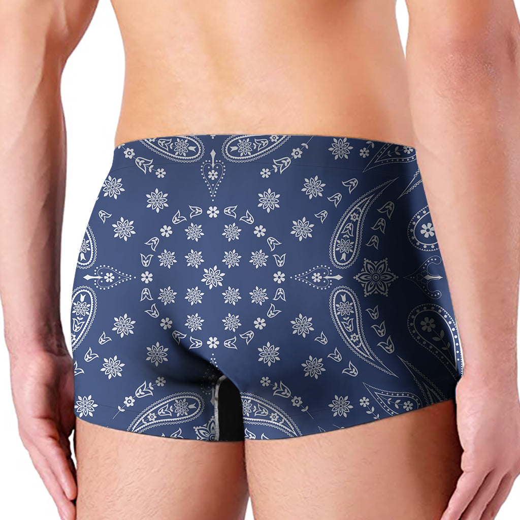 Blue Paisley Bandana Print Men's Boxer Briefs
