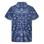 Blue Paisley Bandana Print Men's Short Sleeve Shirt