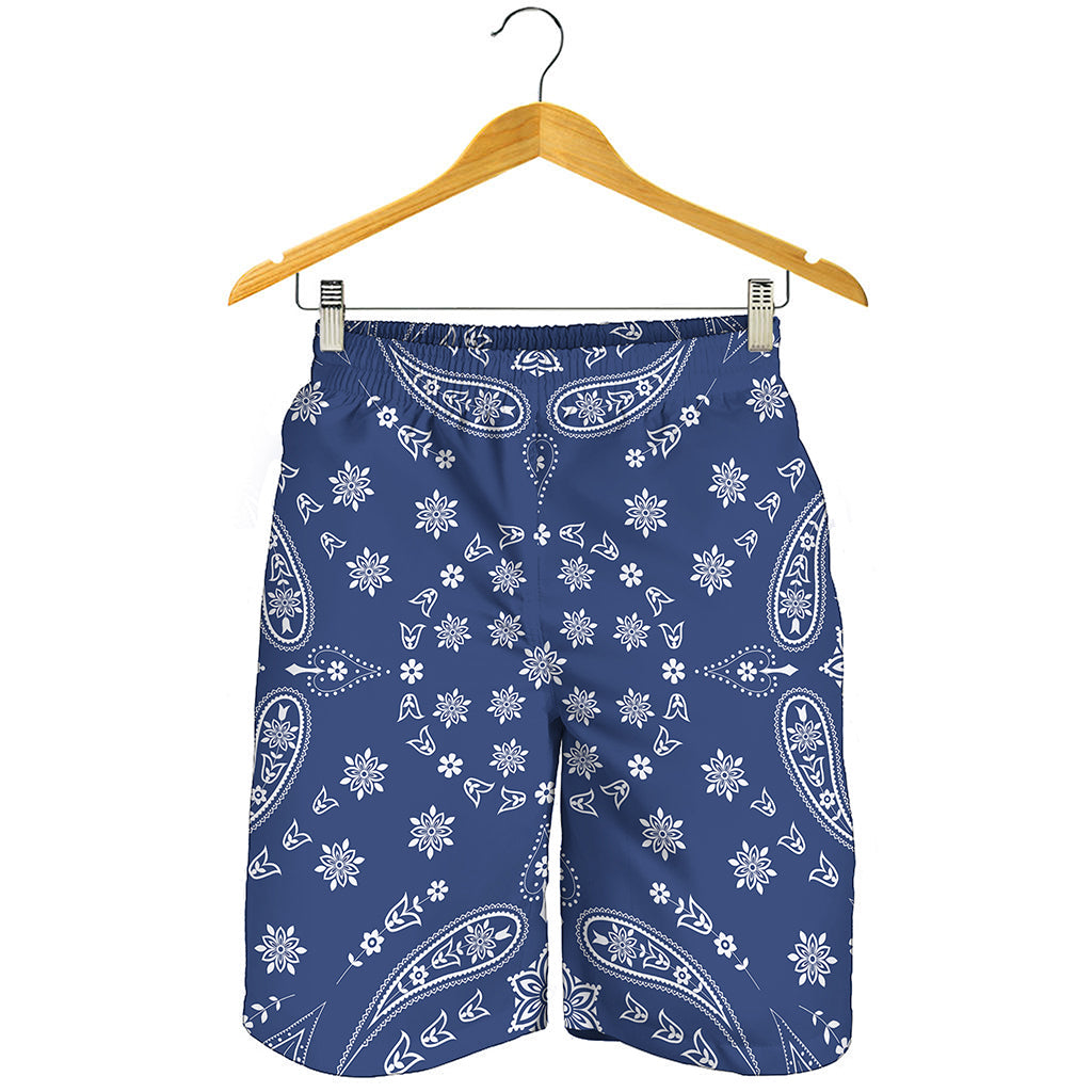 Blue Paisley Bandana Print Men's Shorts