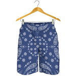 Blue Paisley Bandana Print Men's Shorts