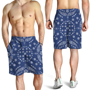 Blue Paisley Bandana Print Men's Shorts