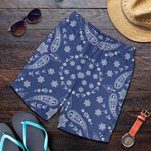 Blue Paisley Bandana Print Men's Shorts