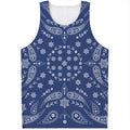 Blue Paisley Bandana Print Men's Tank Top