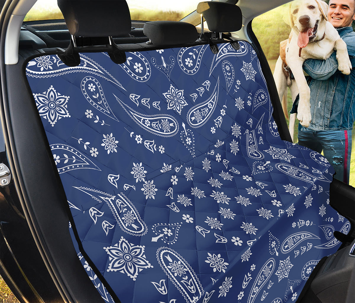 Blue Paisley Bandana Print Pet Car Back Seat Cover