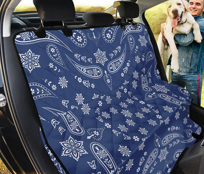 Blue Paisley Bandana Print Pet Car Back Seat Cover