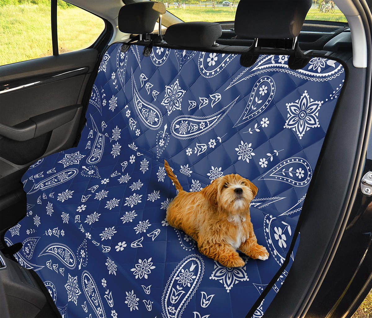 Blue Paisley Bandana Print Pet Car Back Seat Cover