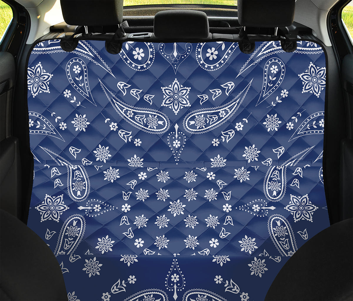 Blue Paisley Bandana Print Pet Car Back Seat Cover