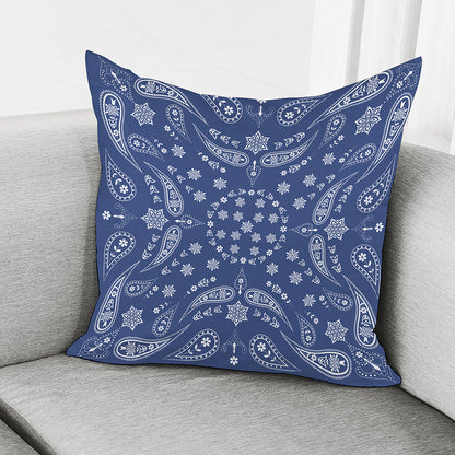 Blue Paisley Bandana Print Pillow Cover