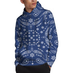 Blue Paisley Bandana Print Pullover Hoodie