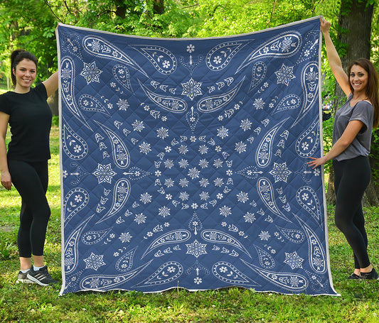 Blue Paisley Bandana Print Quilt