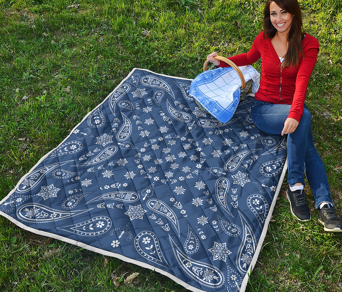 Blue Paisley Bandana Print Quilt