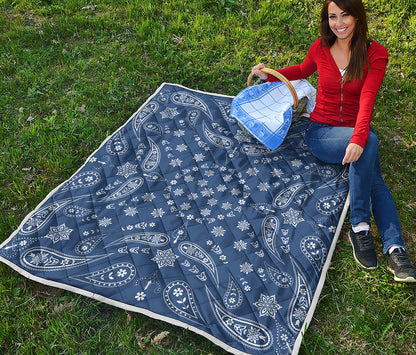 Blue Paisley Bandana Print Quilt
