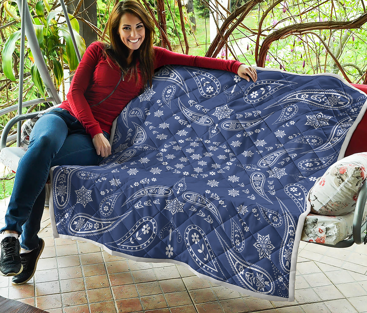 Blue Paisley Bandana Print Quilt