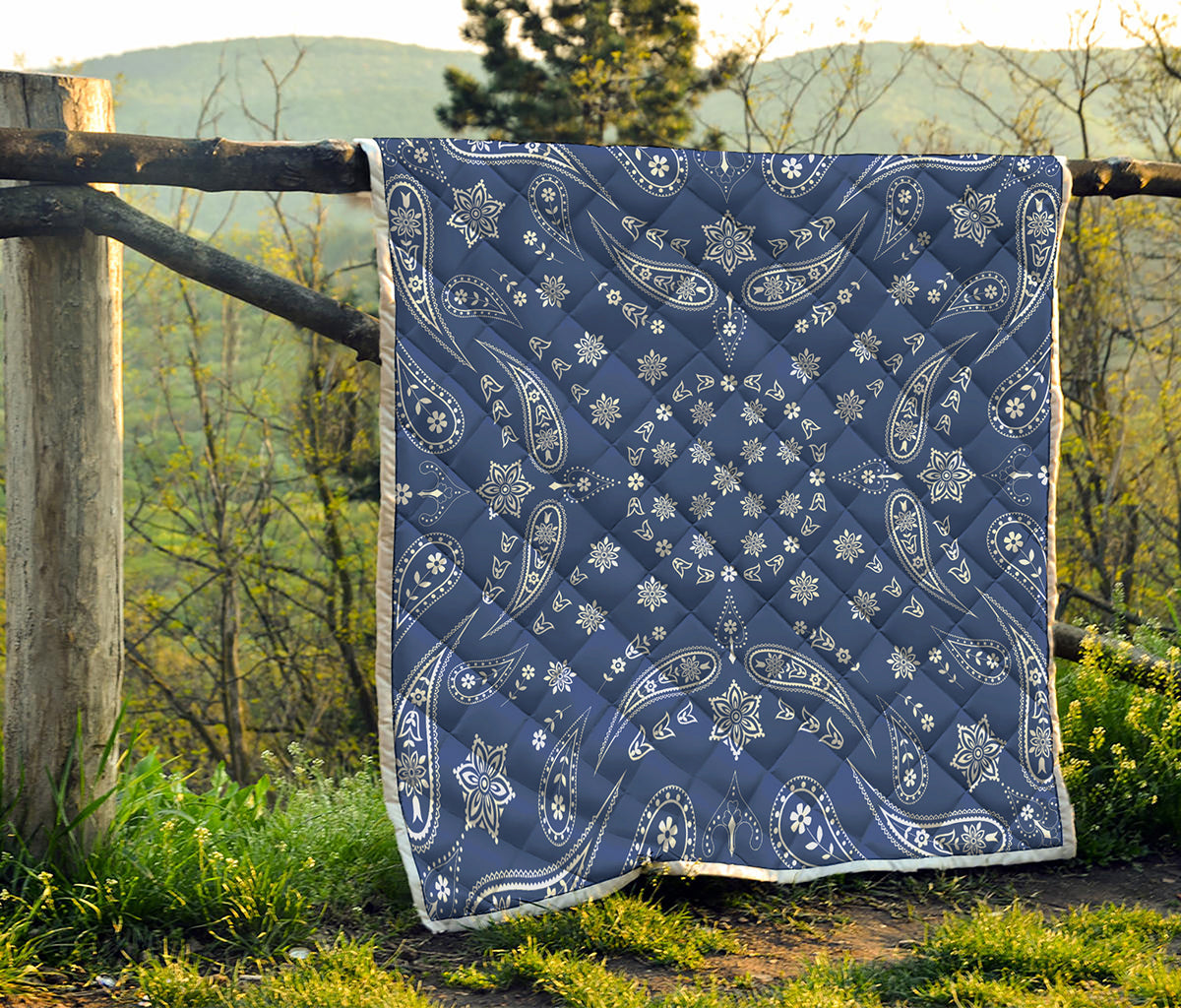 Blue Paisley Bandana Print Quilt