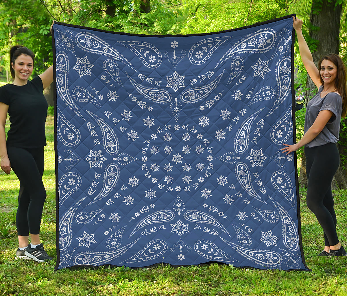 Blue Paisley Bandana Print Quilt