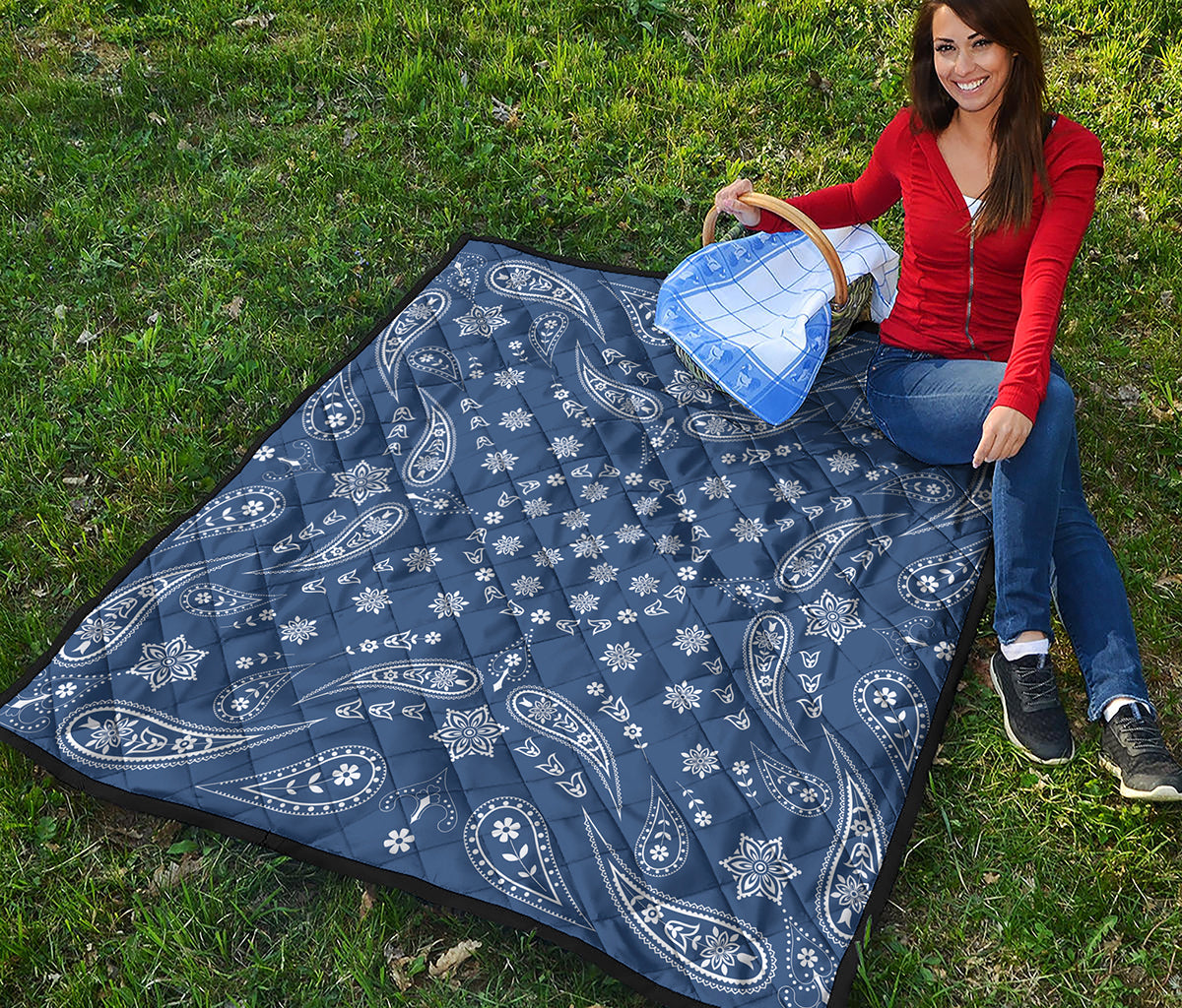 Blue Paisley Bandana Print Quilt
