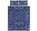 Blue Paisley Bandana Print Quilt Bed Set