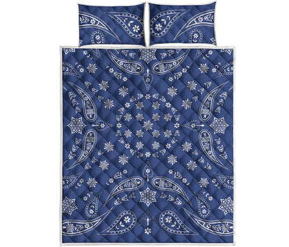 Blue Paisley Bandana Print Quilt Bed Set