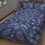 Blue Paisley Bandana Print Quilt Bed Set