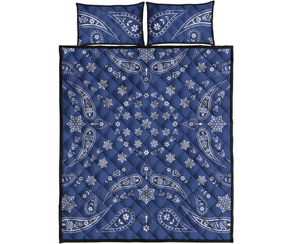 Blue Paisley Bandana Print Quilt Bed Set