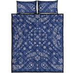 Blue Paisley Bandana Print Quilt Bed Set