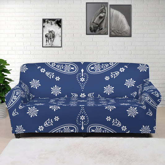 Blue Paisley Bandana Print Sofa Cover