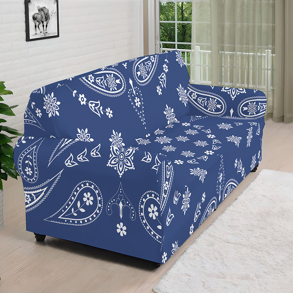 Blue Paisley Bandana Print Sofa Cover