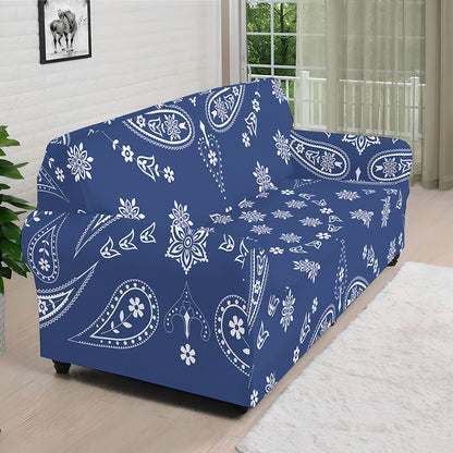 Blue Paisley Bandana Print Sofa Cover