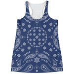 Blue Paisley Bandana Print Women's Racerback Tank Top