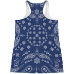 Blue Paisley Bandana Print Women's Racerback Tank Top