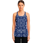 Blue Paisley Bandana Print Women's Racerback Tank Top