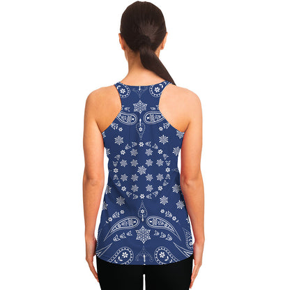 Blue Paisley Bandana Print Women's Racerback Tank Top