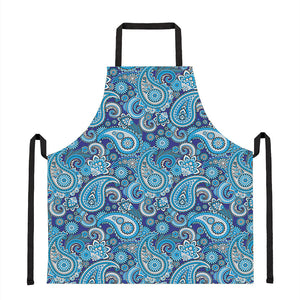 Blue Paisley Pattern Print Apron