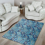 Blue Paisley Pattern Print Area Rug