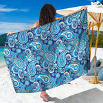 Blue Paisley Pattern Print Beach Sarong Wrap