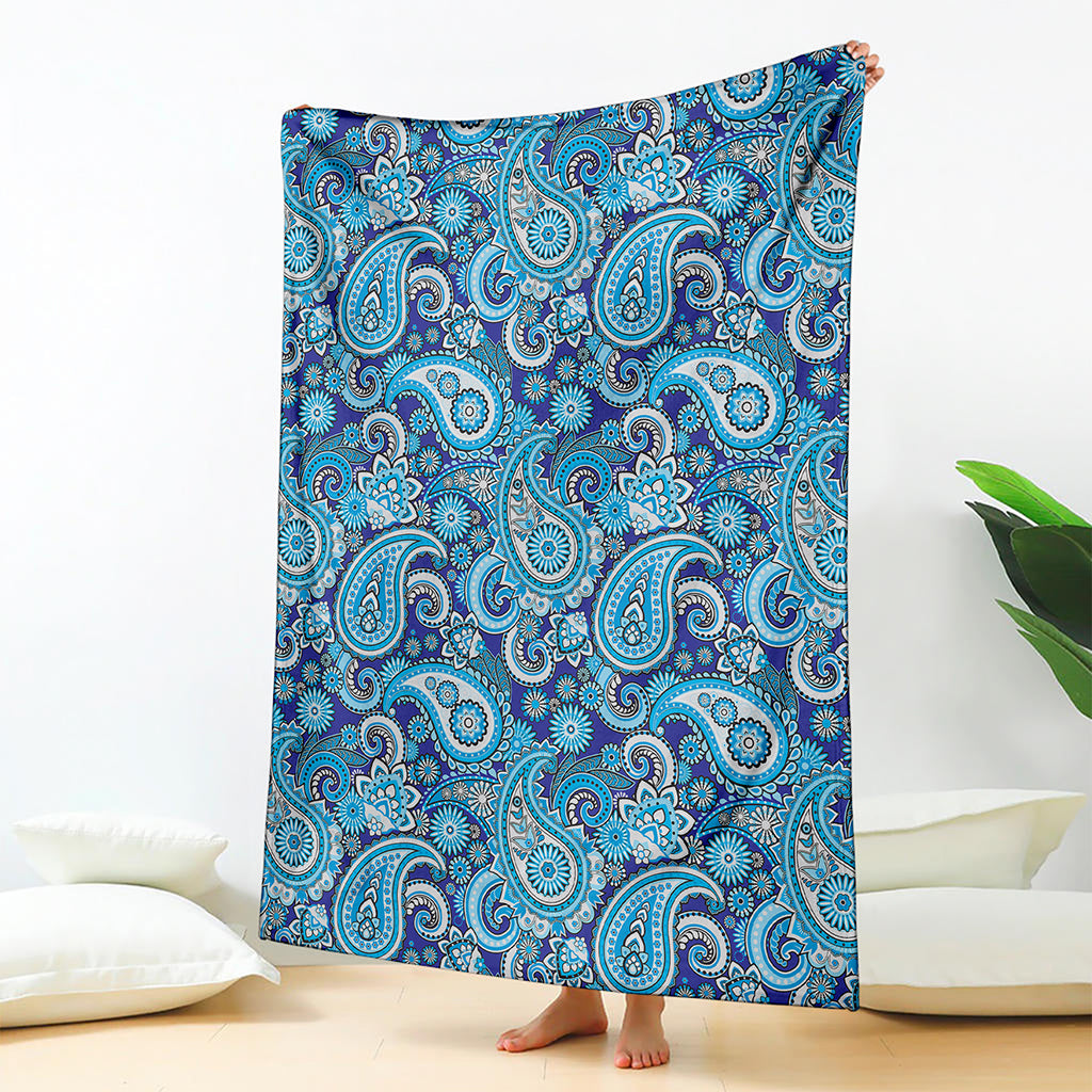 Blue Paisley Pattern Print Blanket