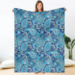 Blue Paisley Pattern Print Blanket