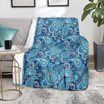 Blue Paisley Pattern Print Blanket
