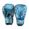 Blue Paisley Pattern Print Boxing Gloves