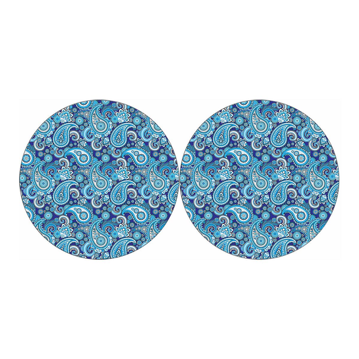 Blue Paisley Pattern Print Car Coasters