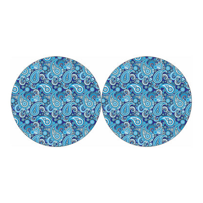 Blue Paisley Pattern Print Car Coasters