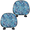 Blue Paisley Pattern Print Car Headrest Covers
