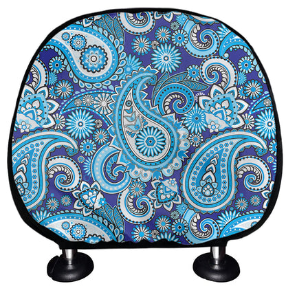 Blue Paisley Pattern Print Car Headrest Covers
