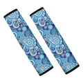 Blue Paisley Pattern Print Car Seat Belt Covers